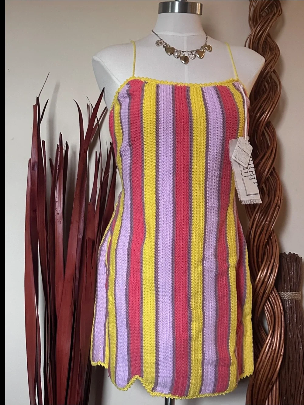 FREE PEOPLE Bali Crochet Popsicle Mini Dress (M) NWT